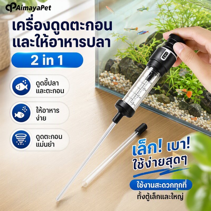 ท่อดูดขี้ปลา ดูดตะกอน เปลี่ยนน้ำตู้ปลา แบบพกพา ขนาดมินิ ทำความสะอาดก้นตู้ ใช้งานง่าย