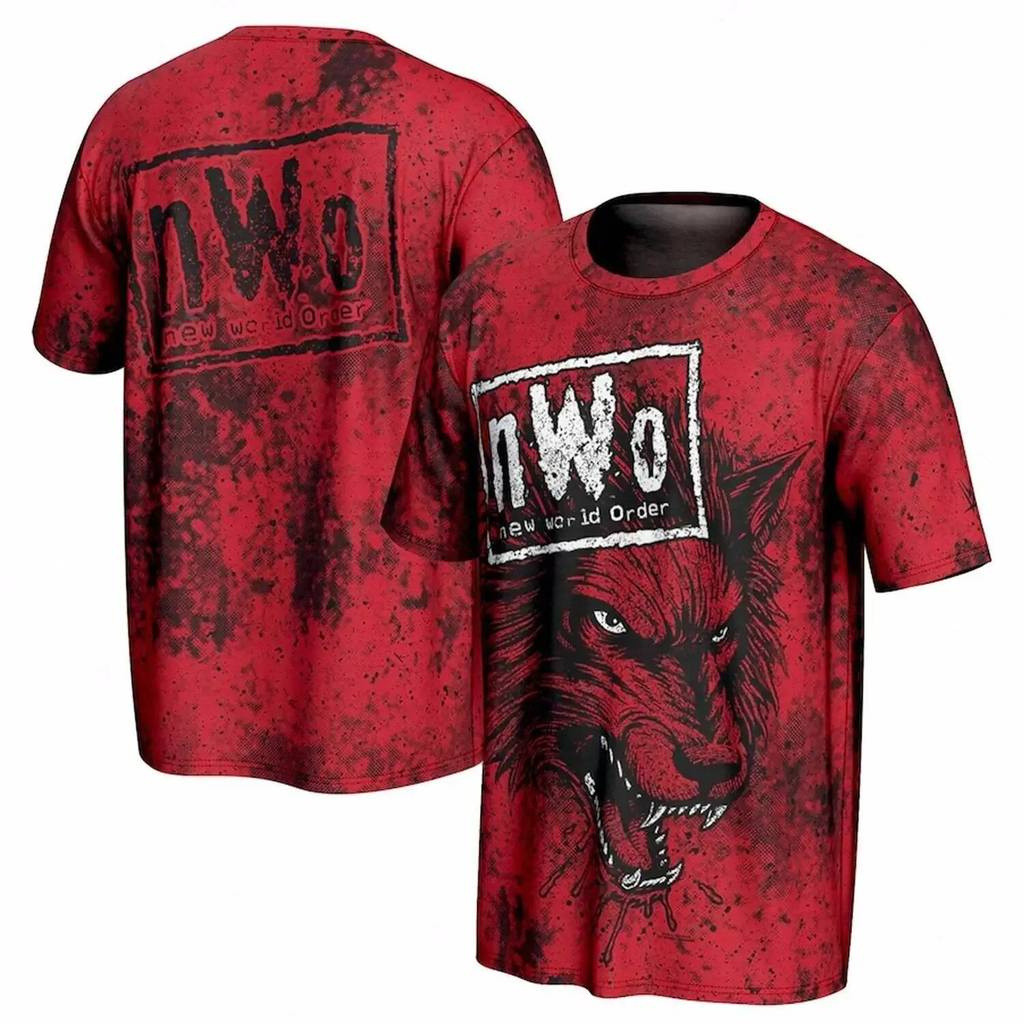 สไตล์ใหม่ขายร้อนฤดูร้อนผู้ชาย Battle Red ProSphere NWo Wolfpac เสื้อยืดเหมาะสําหรับการแข่งขันกีฬาครอ