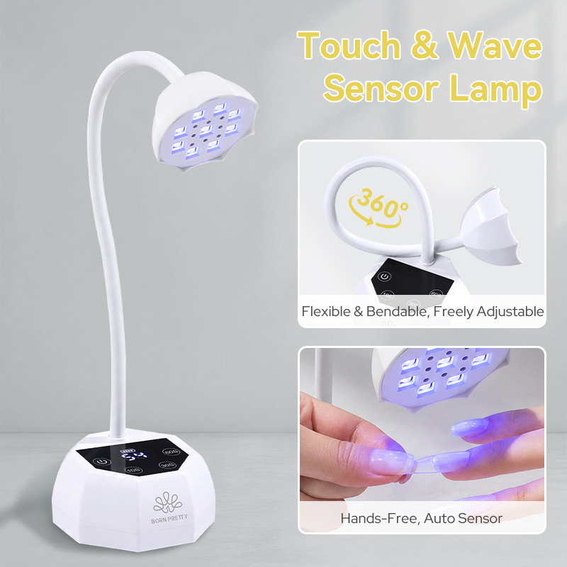 【Local】BORN PRETTY เครื่องเป่าเล็บ UV โคมไฟแบบชาร์จไฟได้พร้อมเซ็นเซอร์อัตโนมัติ Touch Control Fasta Drying Nail Light 360° โคมไฟตั้งโต๊ะที่โค้งงอได้ เครื่องมือเพ้นท์เล็บ แต่งเล็บ