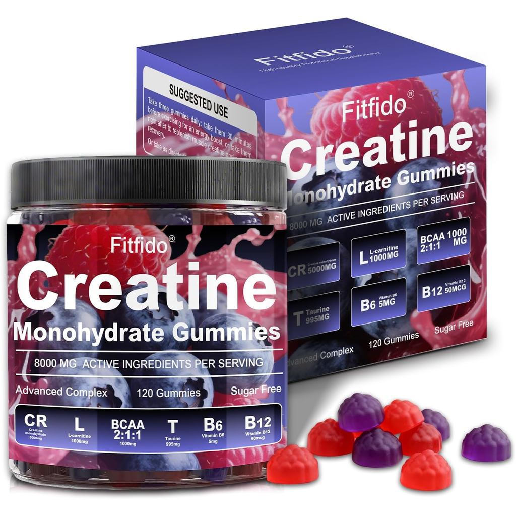 CreatineMonohydrateGummiesComplex8000mgforMenandWomen,ContainingL-carnitine&Taurine,Build,Build,Boos