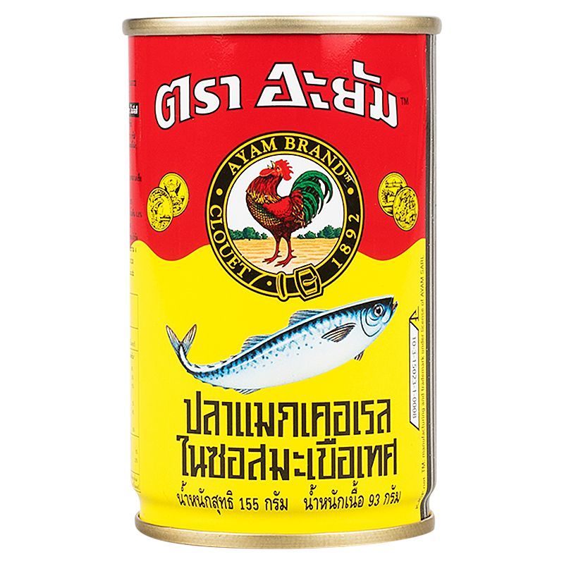 อะยัมปลาแมกเคอเรลในซอสมะเขือเทศ 155กรัม Ayam Mackerel In Tomato Sauce 155g. [หมายเลขบาร์โค้ด 8851826601115 ]