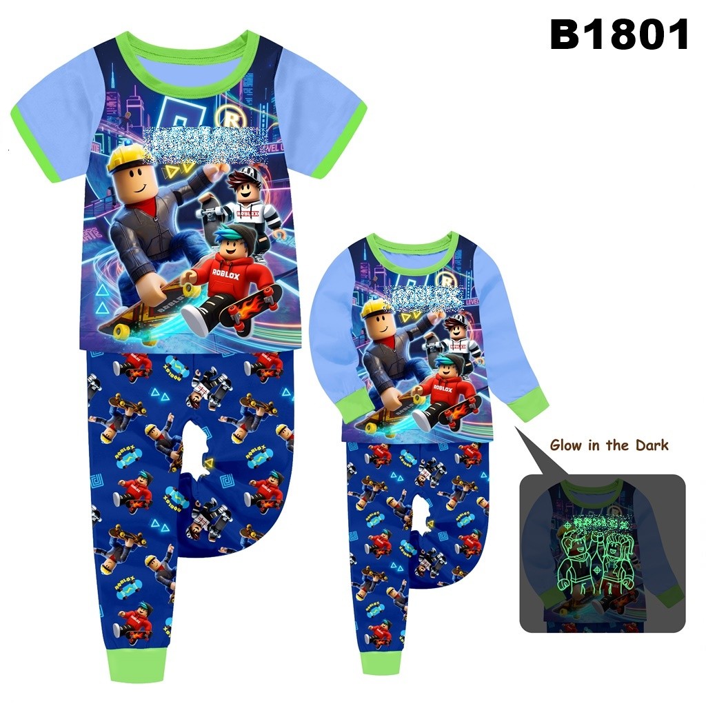 B1801 ชุดนอน Glow in the Dark Plaid (3 -14y)