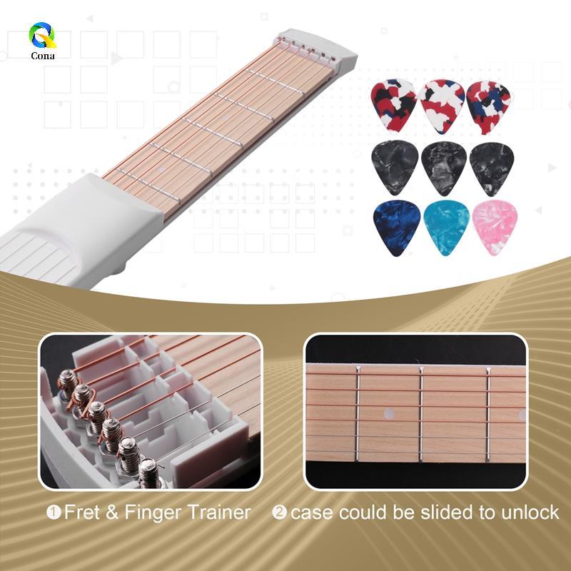 คอฝึกกีตาร์พ็อกเก็ตเทรนเนอร์กีตาร์ 6 Fret เครื่องมือฝึกคอร์ดกีตาร์แบบพกพาสําหรับผู้เริ่มต้นgjxcsj1ft