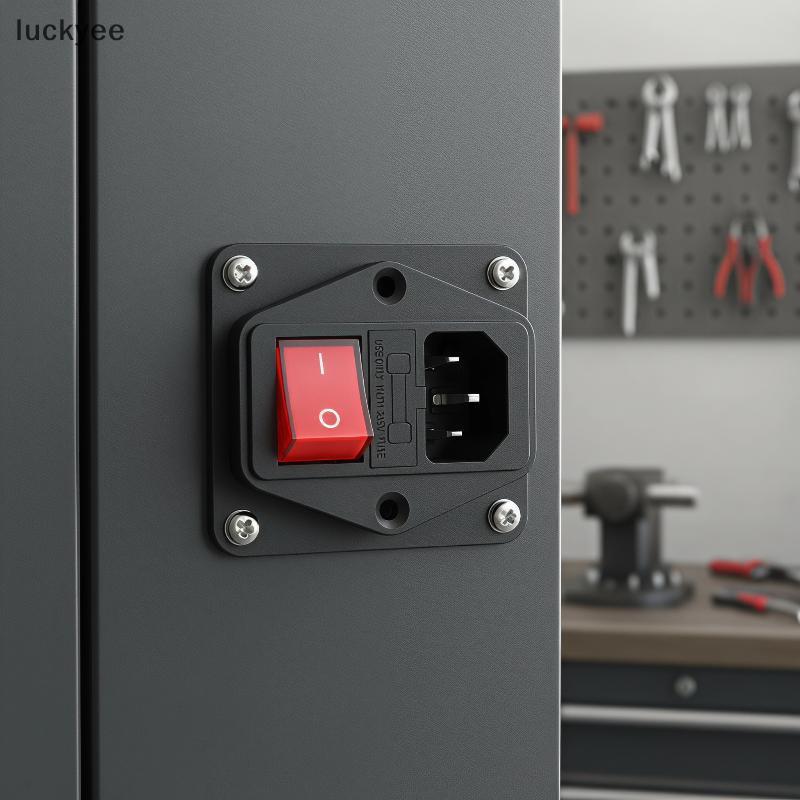 Luckyee IEC320 C14 3 Pin AC ไฟฟ้า Soet 10A 250V ไฟ LED สีแดง Roer สวิทช์สําหรับอุปกรณ์สํานักงานเปลี่