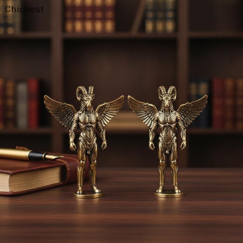 [Chc] ทองเหลืองปีศาจแกะFigurine RetroโลหะหัตถกรรมHandcrafted Human Face Design Tabletopเครื่องประดับ