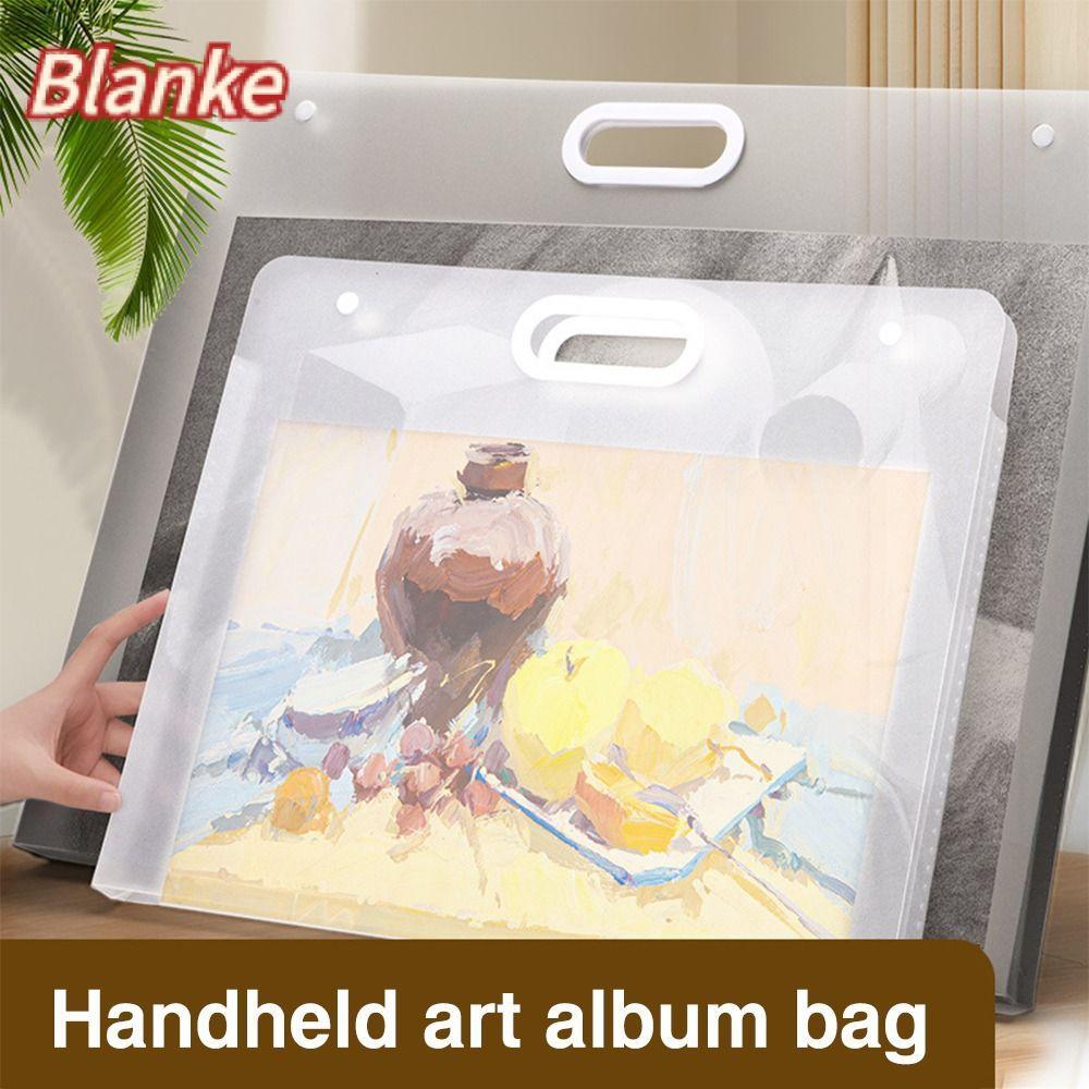 BLANKE ภาพวาดถุงเก็บกระดาษ, แฟ้ม A2/A3/A4 แบบพกพา, กันน้ําโปร่งใส 4K/8K/16K 4K/8K/16K กระดาษ Organiz