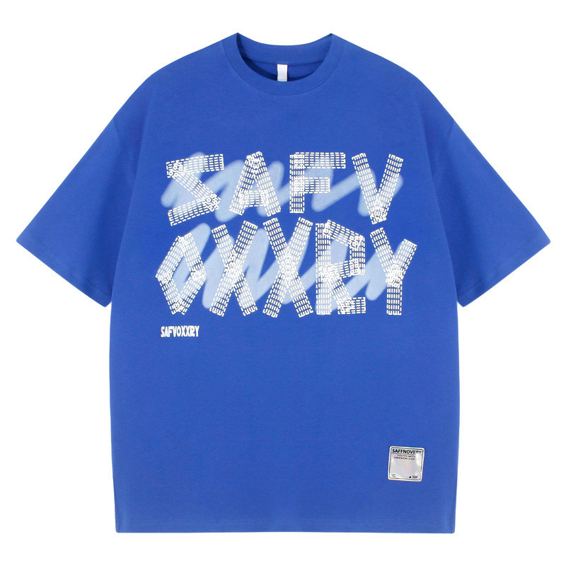 Qilin เสื้อผ้าจดหมายพิมพ์รอบคอแขนสั้นเสื้อยืดผู้ชาย Hip-Hop oversize All-Match T-