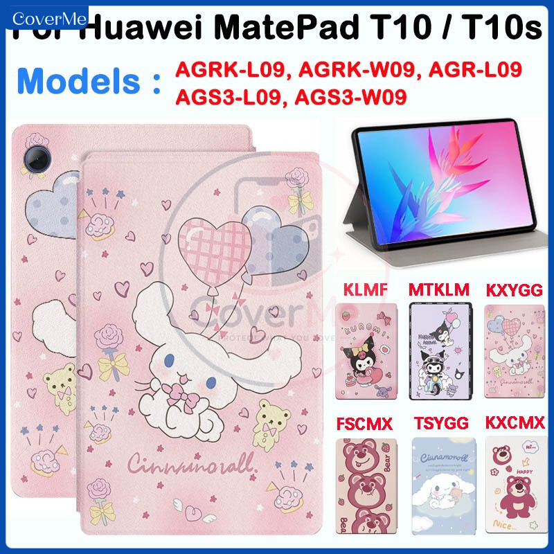 CoverMe []สําหรับHuawei MatePad T 10 T 10s 10.1 9.7 AGRK-L09 AGRK-W09 AGR-L09 AGS3-L09 AGS3-W09 หนังแฟชั่นขาตั้งการ์ตูนน่ารักรูปแบบแท็บเล็ตฝาครอบป้องกัน
