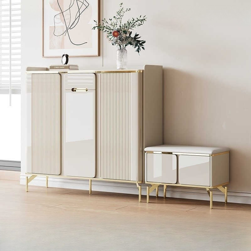 Shoe Cabinet Rock Slab Cream Style Shoes Cabinet Light Luxury Shoe Rack Outdoor Modern Shoe Rack