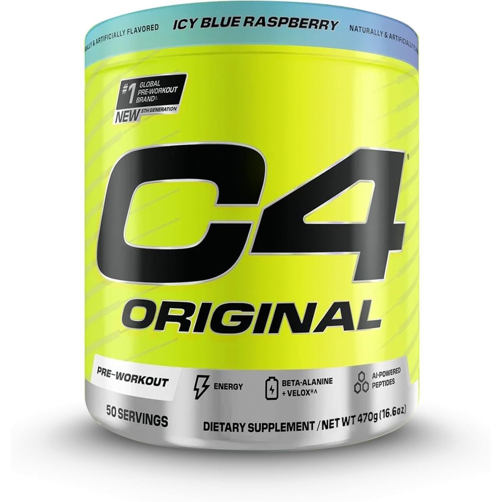 Cellucor C4 Original Pre Workout Powder Icy Blue Raspberry, Zero Sugar Energy Drink for Men & Women,