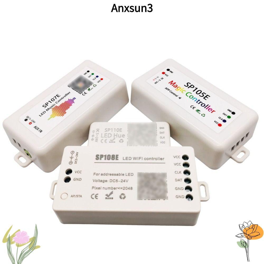 ANXSUN3 ตัวควบคุมไฟ LED, SP105E SP107E SP108E DC5-24V LED พิกเซล Strip Controller, Build-in MIC Blue