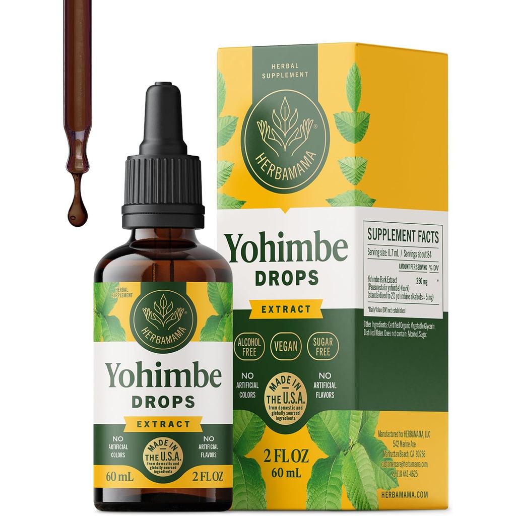 HERBAMAMA Yohimbe อาหารเสริมสําหรับผู้ชาย - สําหรับโฟกัสและพลังงาน