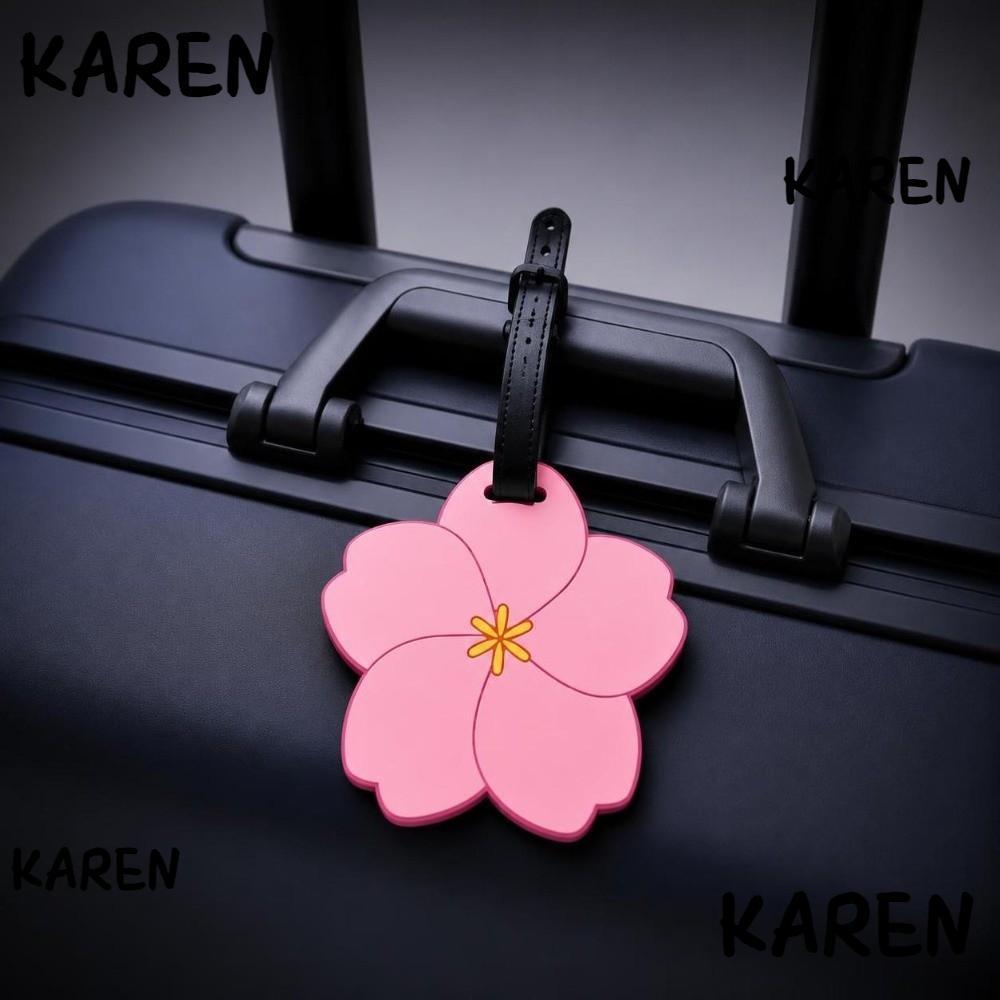 KARENGOODS แท็กกระเป๋าเดินทาง,พร้อมกระดาษลายเซ็น Anti-Loss Baggage Label,แฟชั่นกระเป๋าเดินทางดอกไม้ส