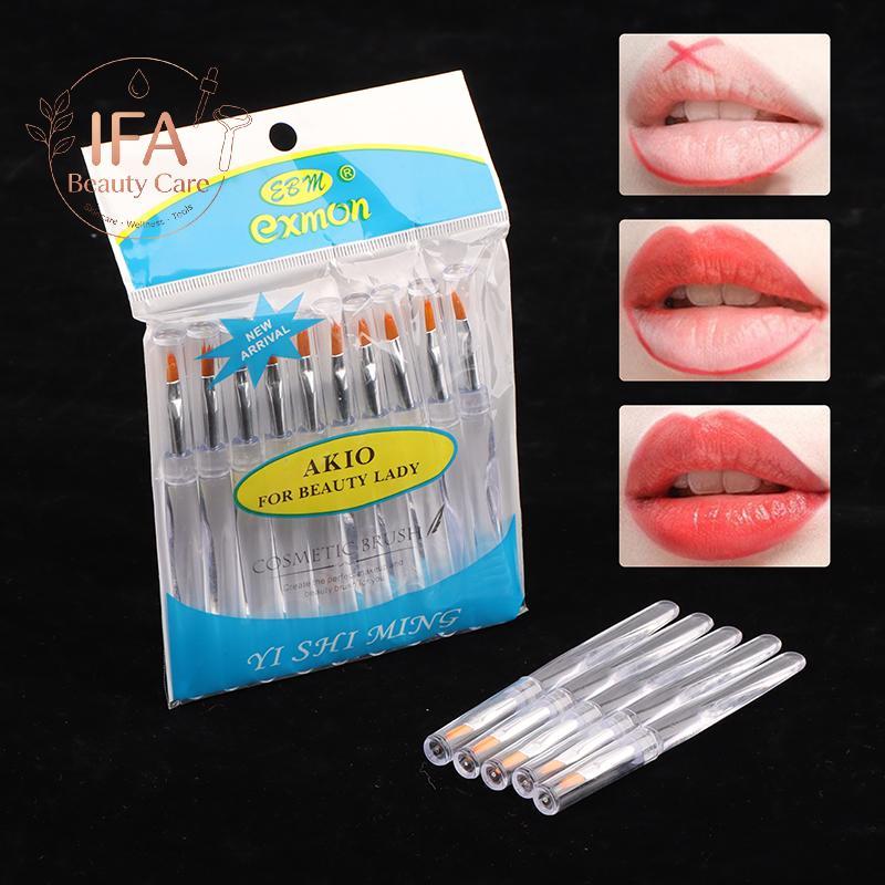 IFA 5/10 ชิ้นแบบพกพาแปรงลิปแบบใช้แล้วทิ้ง Lipsti แปรงพร้อมฝาปิดโปร่งใส Rod แต่งหน้าเดี่ยวคอนซีลเลอร์