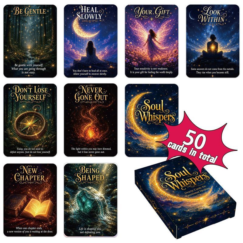 พร้อมสต็อก 50 Starry Sky Oracle Cards Mind Healing Guide Cards Interactive Board Game Cards 9.7
