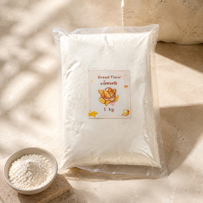 แป้งขนมปัง แป้งสาลีทำขนมปัง Wheat Bread Flour for Yeast Dough แป้งสาลีทำขนมปังแบบผง บรรจุถุง เตรียมแ