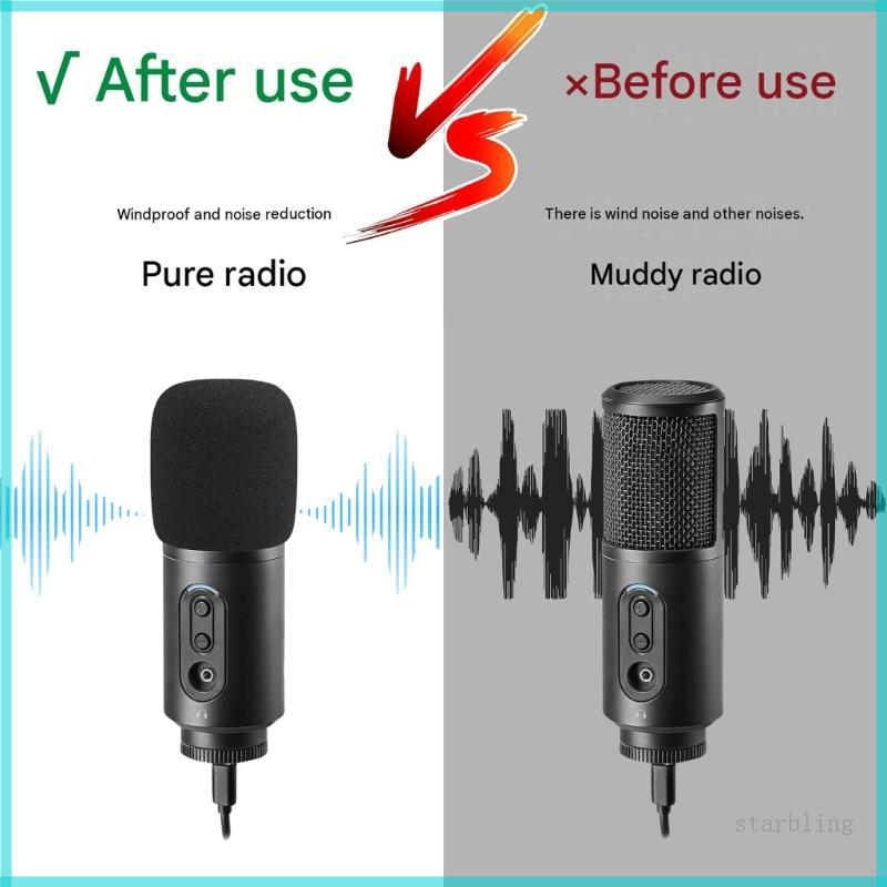 Star Mic โฟมสําหรับ ATR2500X-USB สีดําไมโครโฟนกระจกสําหรับ Voice Chat และ Home Karaokes Voice Chat