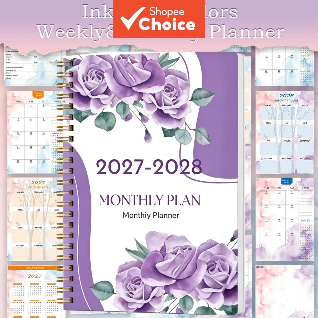 ปี Planner 2027-2028 รายวันรายสัปดาห์รายเดือน Format Schedule Book 2027 Planner ปฏิทิน Planner Plann