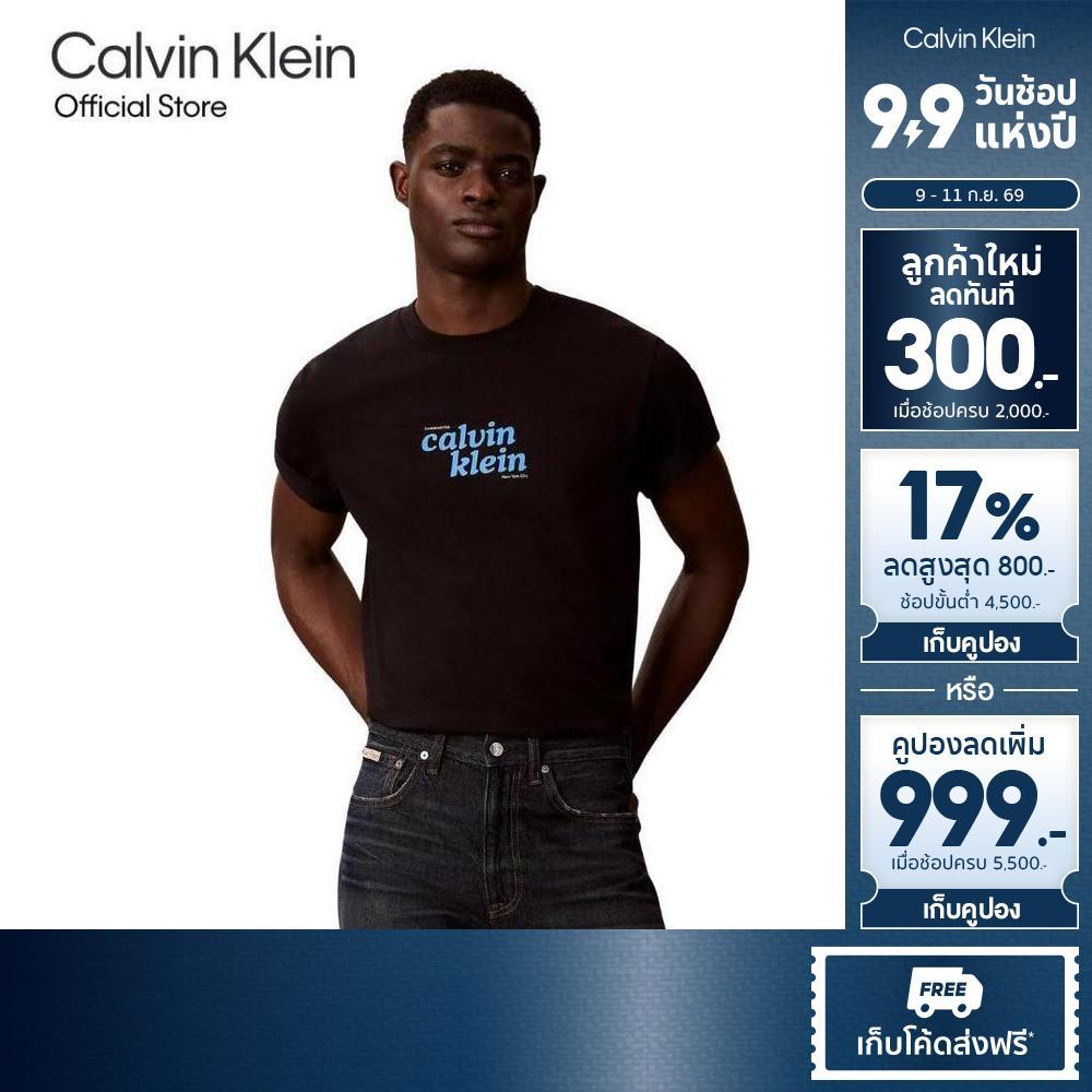 CALVIN KLEIN เสื้อยืดคอกลมผู้ชาย 1989 Logo Graphic ทรง Relaxed รุ่น 4RG815G UB1-สีดำ