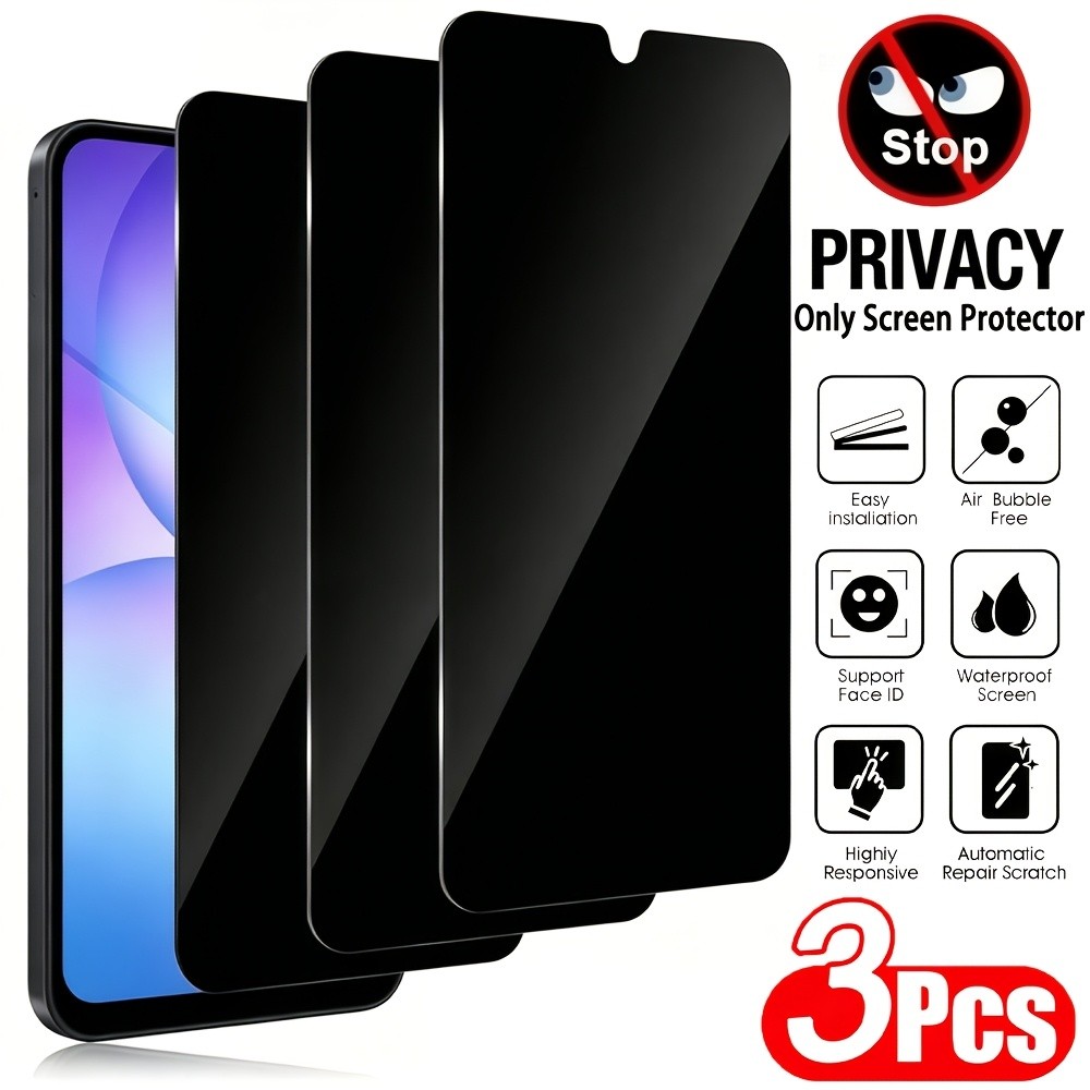 ป้องกันหน้าจอ: แพคเกจ 3 ชิ้น High-Definition Anti-Privacy ฟิล์มกระจกนิรภัย, ป้องกันรอยขีดข่วน Anti-P