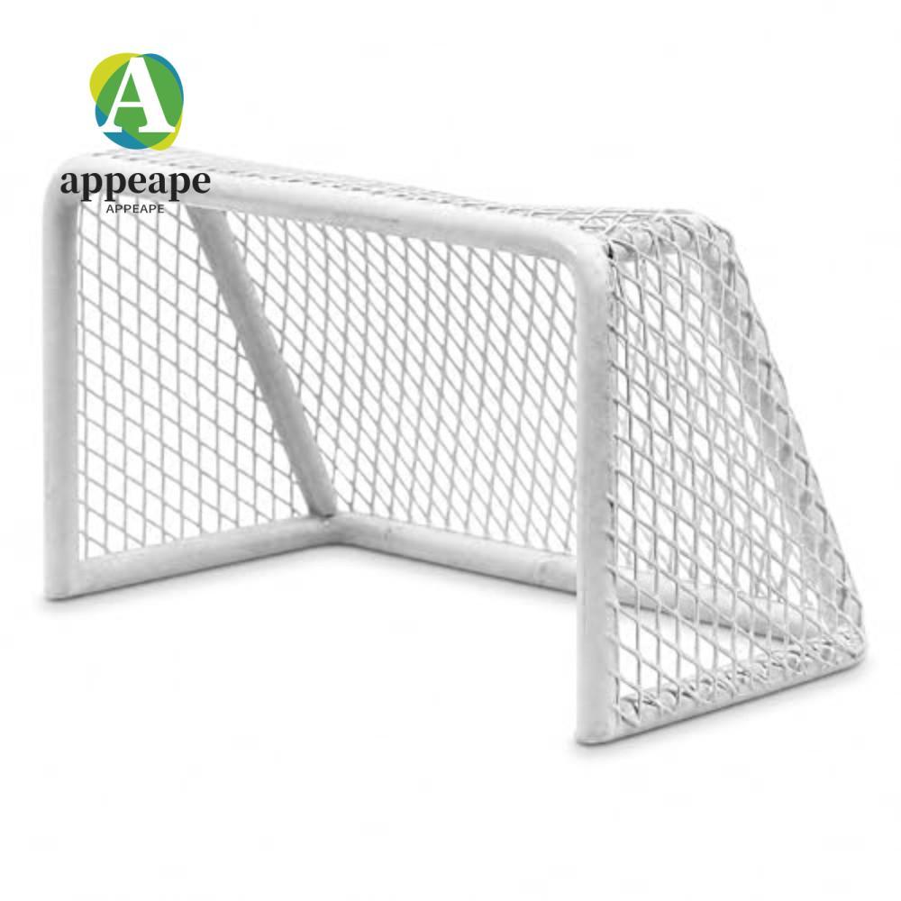 APPEAPE Mini Soccer Goal, กรอบสแตนเลสสีขาว Aquarium Soccer Goal, 11*6.5*6 ซม.ตกแต่งตู้ปลา Aquarium ต