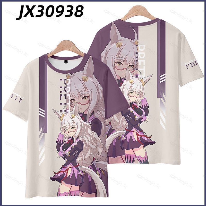 Uma Musume Pretty Derby Biwa Hayahide คอสเพลย์ผ้า 3D ฤดูร้อนเสื้อยืดอะนิเมะแขนสั้นด้านบน