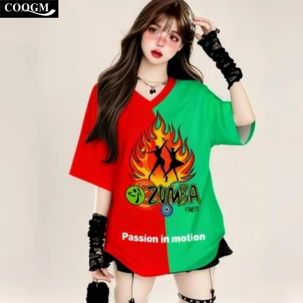 Zumba V คอ Tshirt ระเหิด Breathable Quick Dry Dance Top ผู้หญิงผู้ชายออกกําลังกาย Gym Activewear รัก