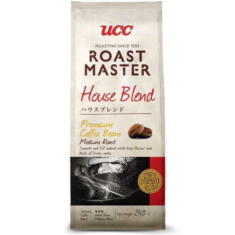 ยูซีซีโรสต์มาสเตอร์กาแฟคั่วชนิดเมล็ดเฮาส์เบลนด์ 230กรัม UCC Roast Master Coffee Beans House Blend 23