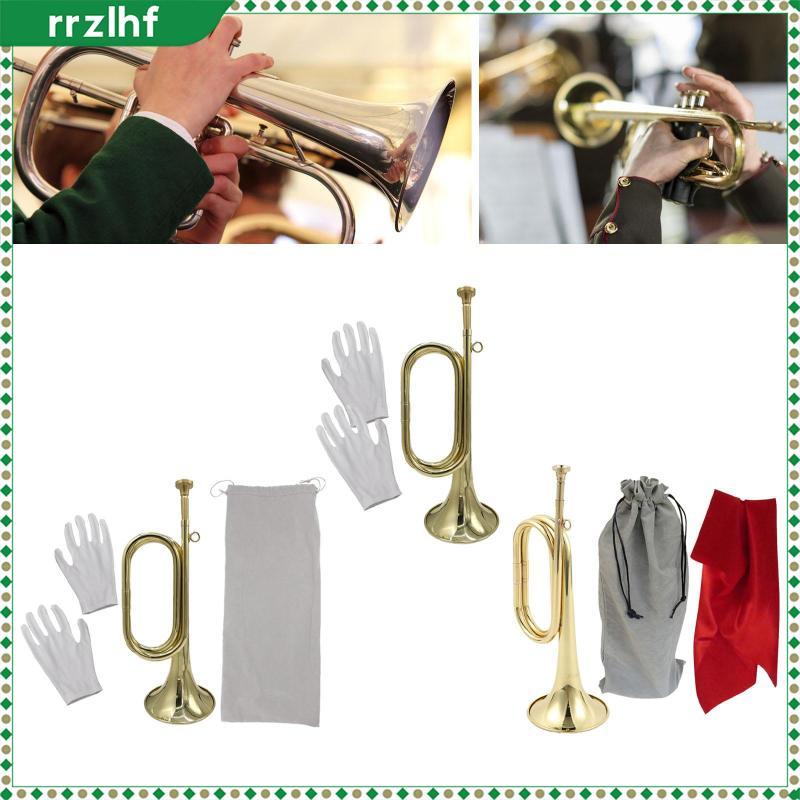 [rrzlhf] ทรัมเป็ต Bugle ทองเหลือง Bugle Cavalry Bugle Marching Bugle มินิทรัมเป็ตพร้อมปากเป่า Clear 
