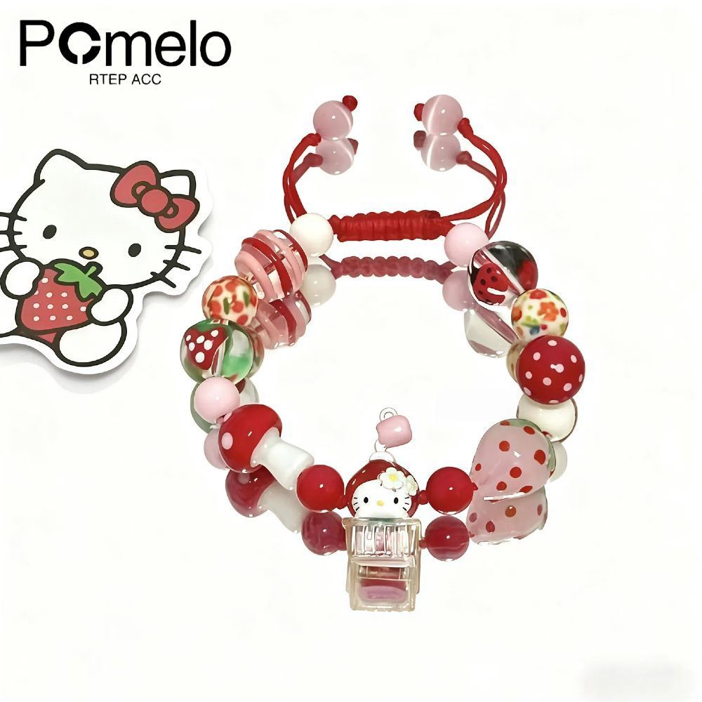 POMELO Dopamine kitty Bracelet Bracelet Childlike Cute Strawberry Adjustable Student Birthday Gift B