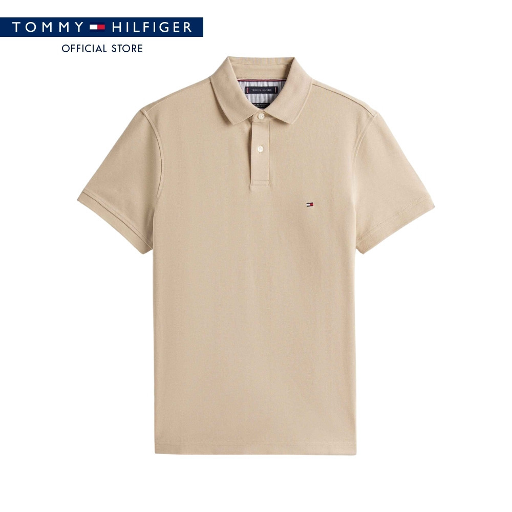 Tommy Hilfiger เสื้อโปโล ผู้ชาย รุ่น MW0MW32346 RBT - สีเบจ ทรง Regular