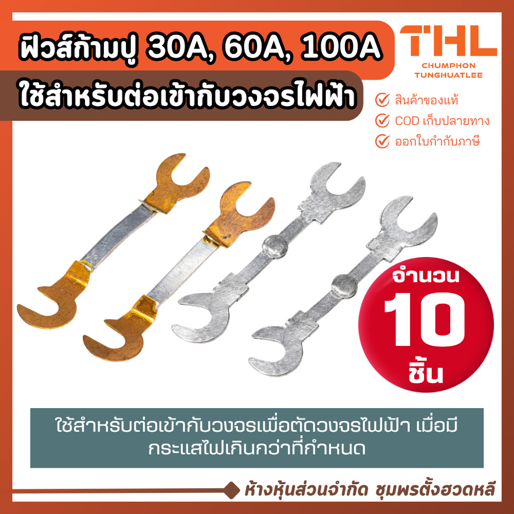 (10 อัน) ฟิวส์ก้ามปู 30A, 60A, 100A หัวสองข้างผลิตจากทองแดง ฟิวก้ามปู ฟิวส์คัทเอาท์ ฟิวส์ ตัดวงจร