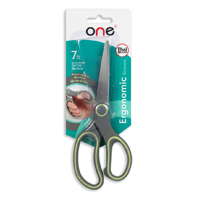 ONE กรรไกร รุ่น BR1 สีเทา-เหลือง ขนาด 7 นิ้ว