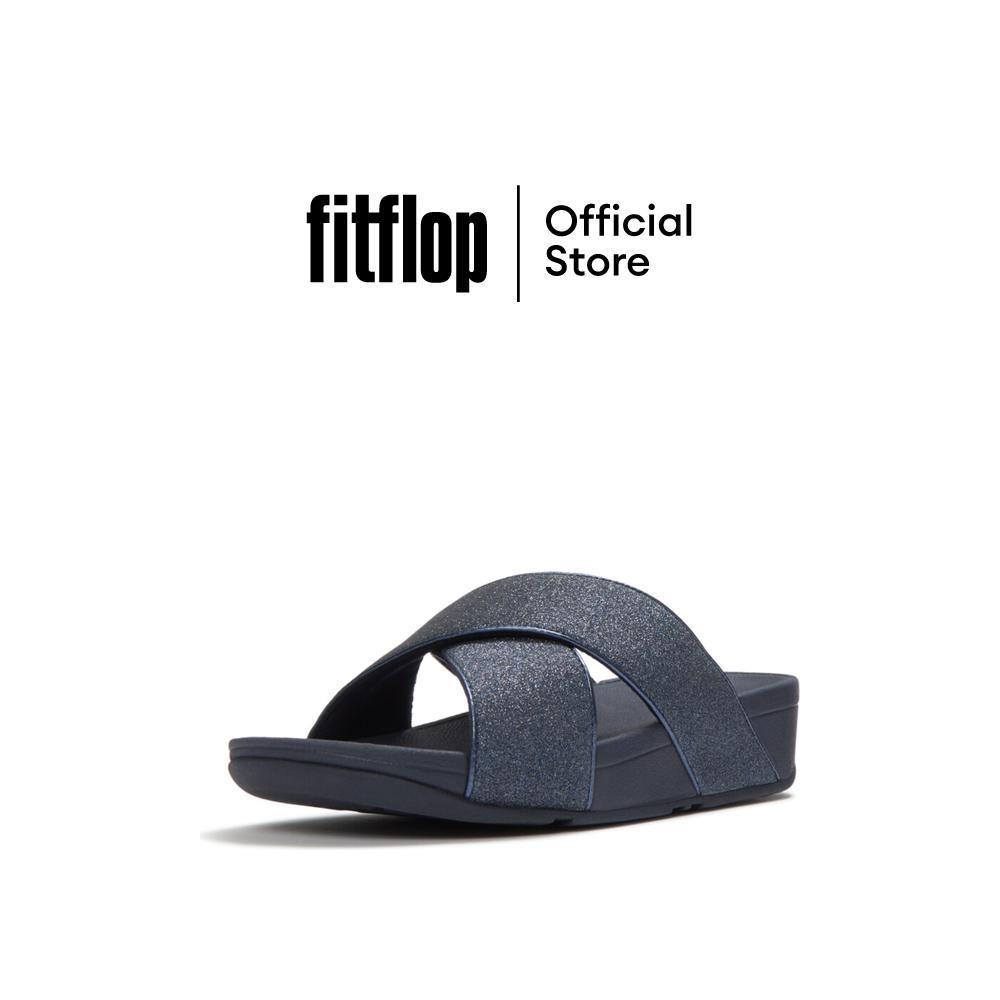 FITFLOP LULU GLITTERDUST CROSS SLIDES รองเท้าแตะผู้หญิง รุ่น IK6-D57 สี COSMIC BLUE