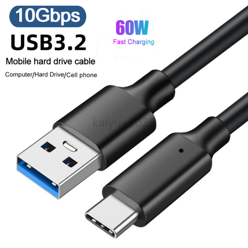 1M/2M/3M QC 3.0 Fast Charging USB 3.2 10Gbps 3A 60W Type C สาย USB A ถึง Type-C 3.2 Gen2 สายเคเบิลข้
