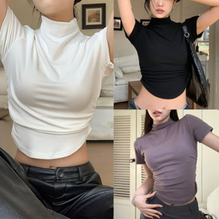 Hotgirl พร้อมส่ง เสื้อรัดรูป เสื้อยืดผู้หญิง ครอปรัดรูป ครอป…