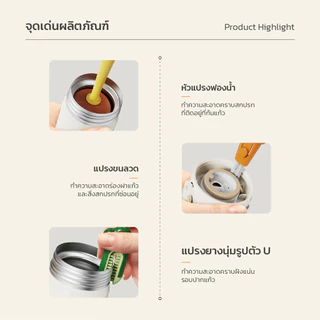 SUGA แปรงล้างแก้ว 3in1 แปรงล้างขวด แปรงล้างฝาแก้ว ล้างกระบอก แปรงอเนกประสงค์ ด้ามยาว วัสดุพลาสติกคุณภาพ SUR411