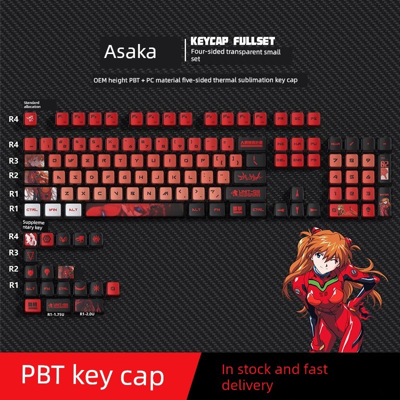 keycap ไฟลอด keycap ปุ่มกดคริสตัลโปร่งแสง EVA Asuka ระเหิด