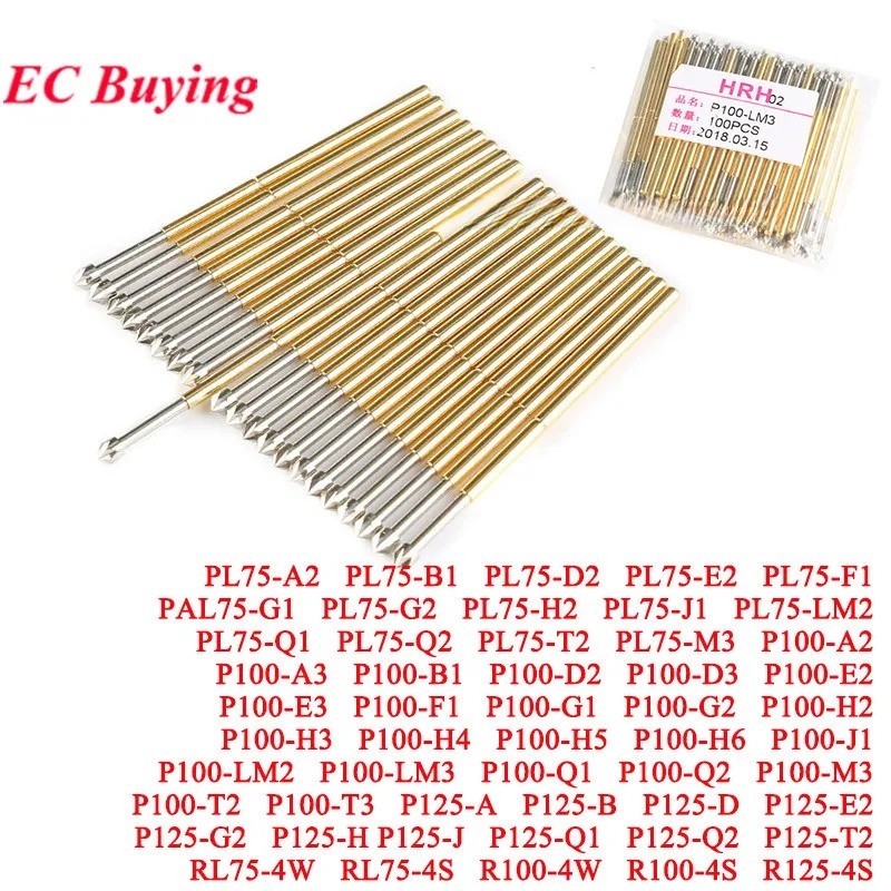 ฤดูใบไม้ผลิ Test Pin Retractable Thimble P100-A2 A3 B1 D2 D3 E2 E3 F1 G1 G2 H2 H3 H4 H5 H6 J1 M3 Q1 