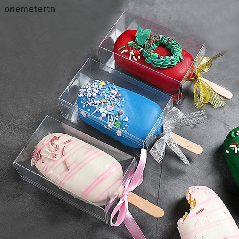 Oyr 10 ชิ้นกล่องเค้กโปร่งใสของขวัญกล่องพลาสติกไอศกรีมกล่องรูปของขวัญ N