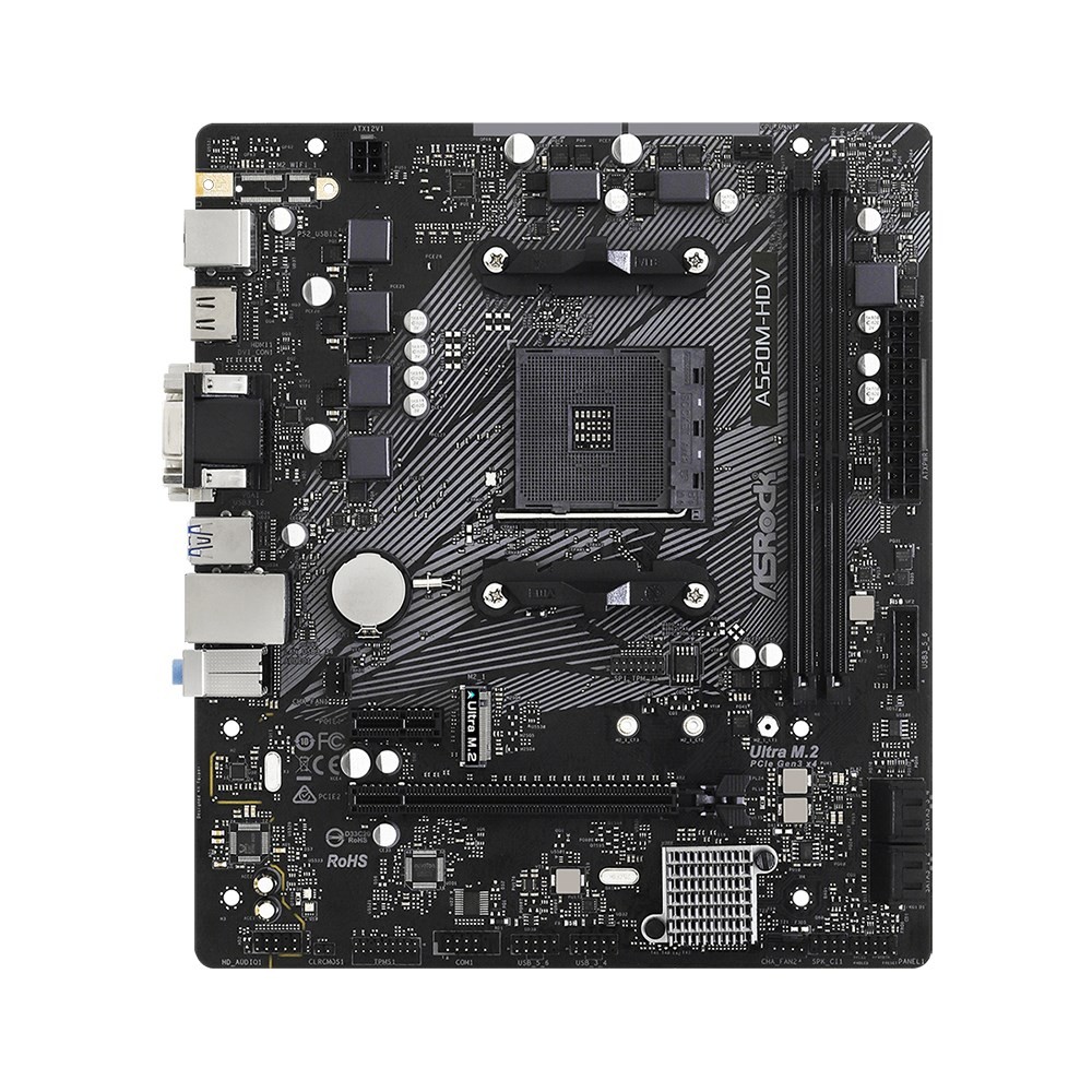 ASRock Super Alloy A520M HDV เมนบอร์ดเดสก์ท็อป A520 Socke