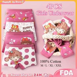 Boxer For Girls kids 4pcs Cotton Children's Underwear Kids Panty Short Safety Pants Print Underpants