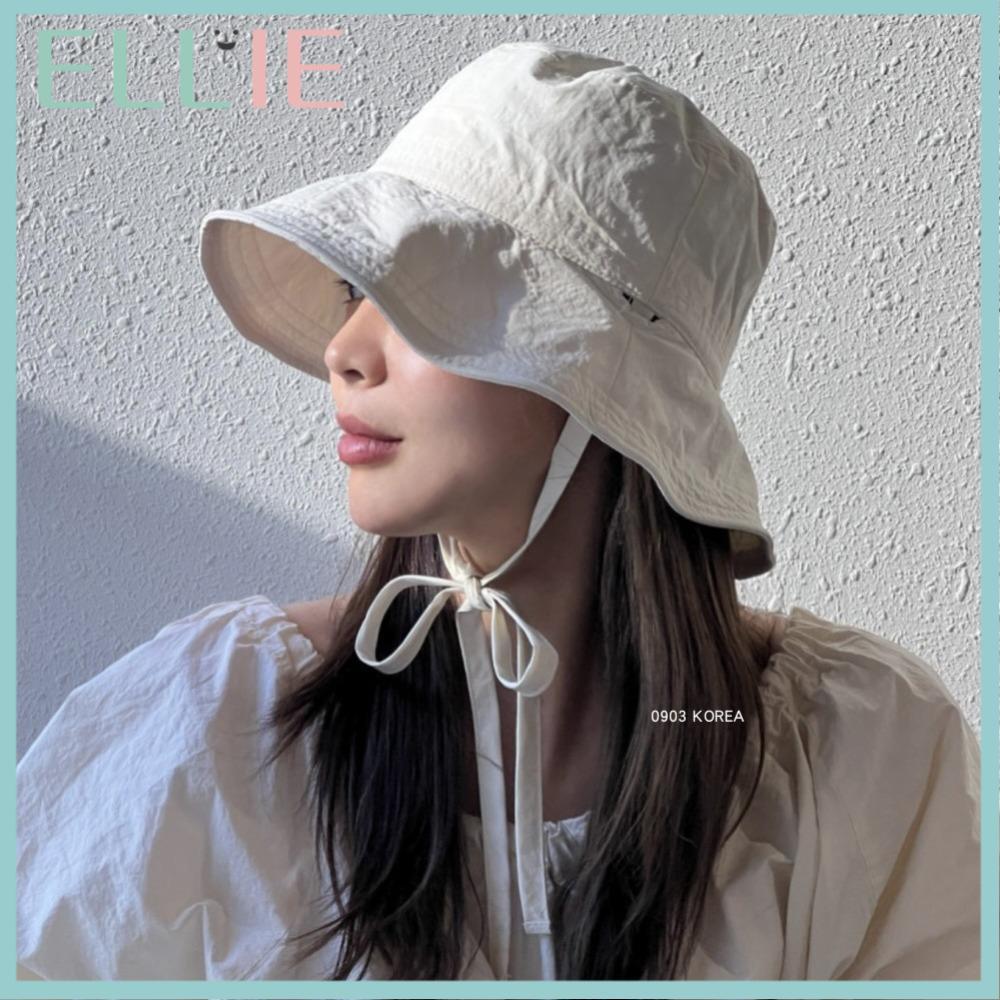 ELLIE หมวกชาวประมงสไตล์Windbreak สีครีม กันแดดได้ หมวกแฟชั่นสำหรับวันหยุดและการเดินทางกลางแจ้ง