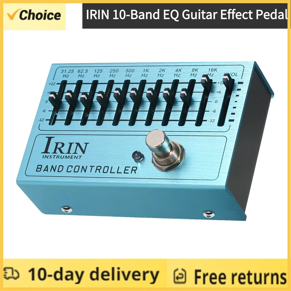 IRIN 10-Band EQ กีตาร์ Mini กีตาร์ Equalizer พร้อม True Bypass สําหรับกีตาร์เบสอลูมิเนียมสําหรับกีตา