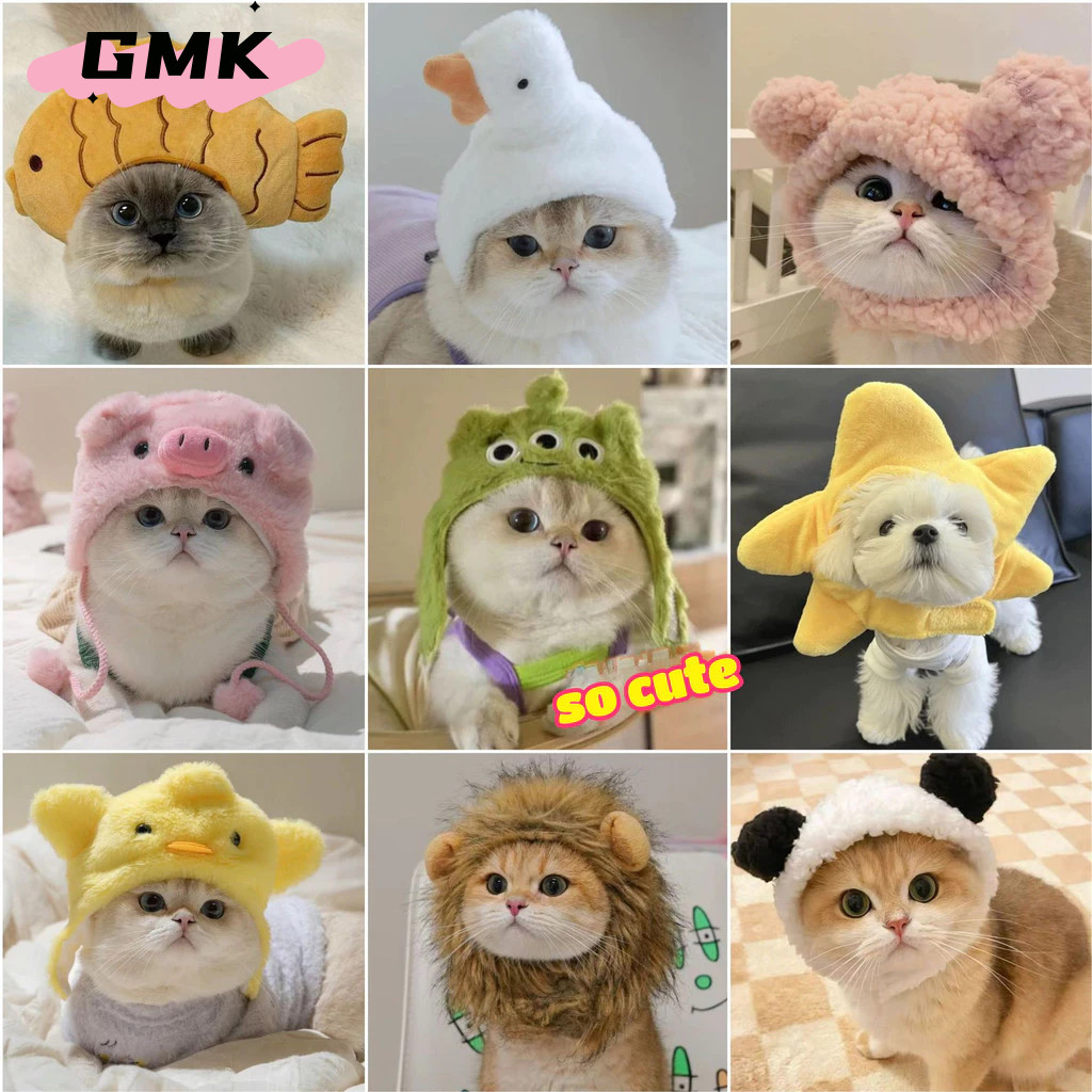 หมวกสัตว์เลี้ยง หมีกระต่ายตุ๊กตาผ้าโพกศีรษะน่ารักแมวและสุนัขทอผ้าโพกศีรษะที่อบอุ่นแต่งตัวอุปกรณ์สัตว์เลี้ยง CW129