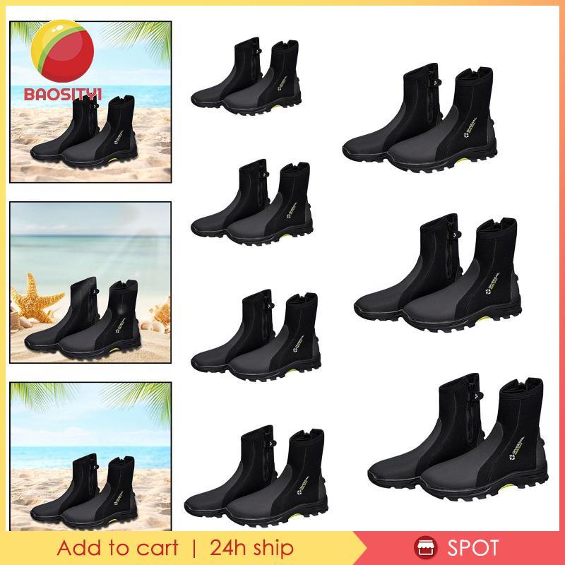 [Baosity1] รองเท้าดําน้ํา Unisex Neoprene Wetsuit สะเทินน้ําสะเทินบกซิปด้านข้างเสริม Toe กันน้ํา Ant