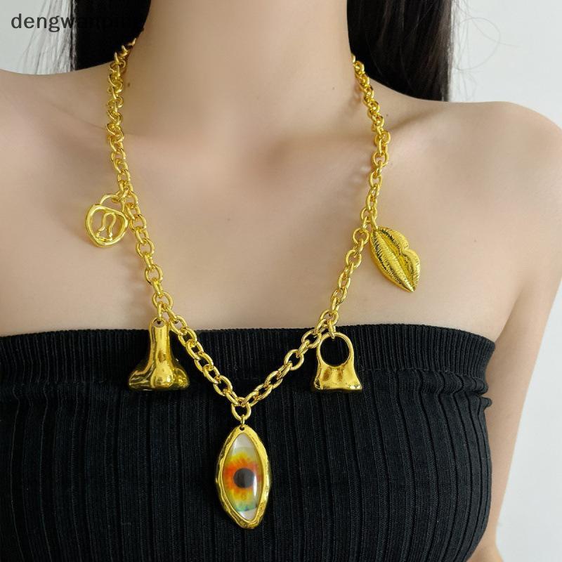 [DWP] บุคลิกภาพอารมณ์โลหะผสมตาใบหน้าเสน่ห์สร้อยคอสําหรับผู้หญิงเครื่องประดับแฟชั่นการออกแบบแปลกใหม่ห