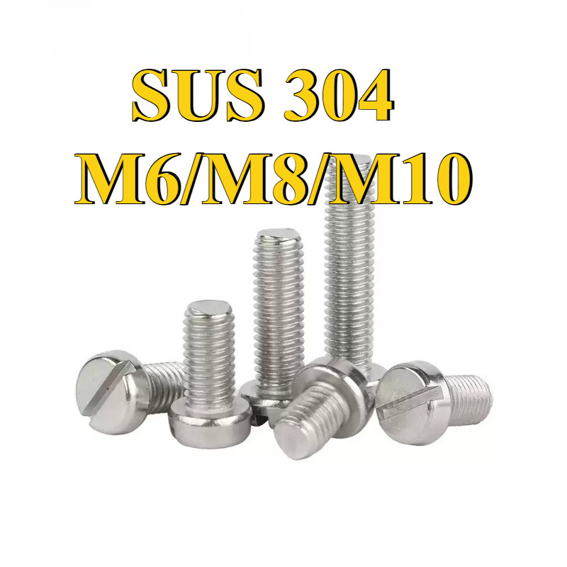 304 สแตนเลส one-slot สกรูหัวทรงกระบอก GB65 สกรู slotted หัวกลม bolt M6M8/M10GZ-MB