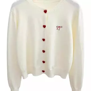 Red Berryเสื้อแจ็คเก็ตคาร์ดิแกนถักแขนยาวผูกโบว์สำหรับผู้หญิง ฤดูใบไม้ผลิและฤดูใบไม้ร่วง 88024
