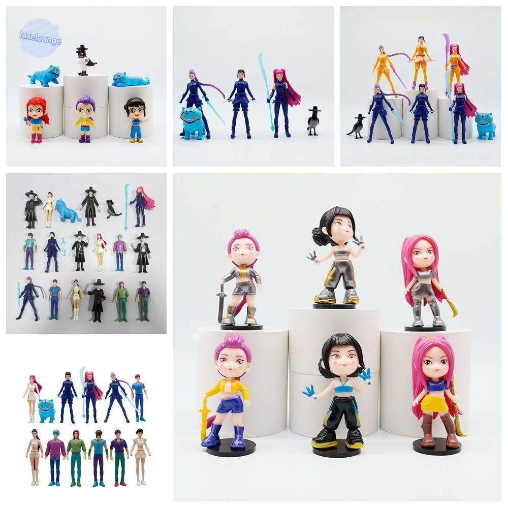 LUXELUNGE 5\6\8\12\18 ชิ้นของเล่นตกแต่ง, Mira การ์ตูน Demon Hunters ของเล่น, Sweet Mystery HUNTR/X Z